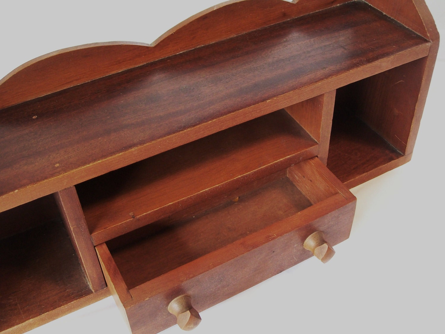 Antique Pipe Stand Vintage Wooden Shelf with Drawer Wall