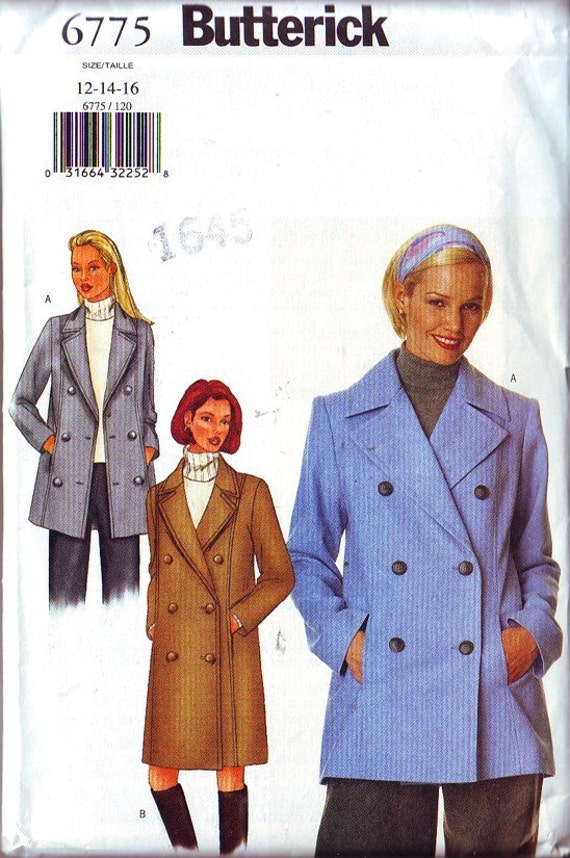 EASY Double Breasted Pea Coat Peacoat pattern UNCUT size 12