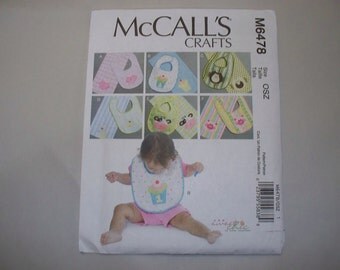 New McCall's Baby Bibs and Burp Cloths Pattern, M6478 (Free US Shipping)