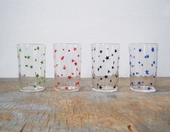 vintage 30s swanky swigs star pattern glasses