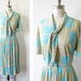 1960s mod dress / vintage 60s gray aqua day dress / mid century shirtwaist dress with full skirt