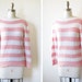 80s striped sweater / pink and white knit pullover