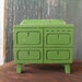 Vintage Green Wooden Dollhouse Miniature Stove Oven