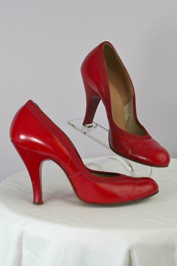 red vintage pumps