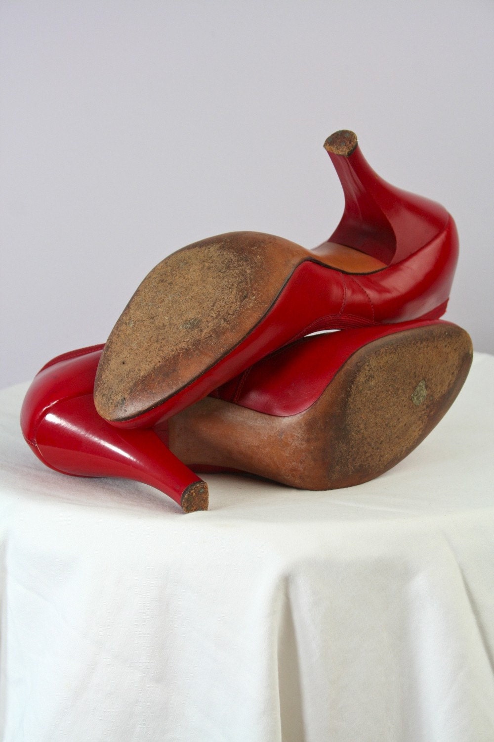 red vintage pumps