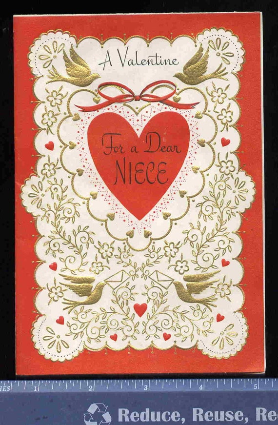 Vintage Niece VALENTINE gReeTinG CARD - oLd stOcK unused Valentine's ...