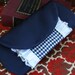 Navy Purse Small Dark Blue Clutch Fold over Clutch in Gingham and Lace - CLEARANCE SALE