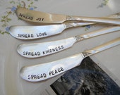 Vintage Spreading Knife Set. Spread Peace, Love, Kindness, and Joy. Hand Stamped. Vintage Spreading Knife Set. Spread Peace, Love, Kindness, and Joy. Hand Stamped.