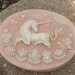 RESERVED for Lori Genuine Incolay Stone Jewelry Trinket Box C-0556 "Pet unicorn" by Isobel Joyce Pink
