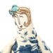 Cloth doll - handmade bead and fabric doll blue white toile de Jouy