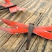 Red Dragonfly Magnet Set Rustic Industrial Fridge Magnets with Metal Heart Home Decor