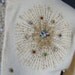Vintage 50s Sweater Beaded Cardigan Starburst Beads Jewel Rhinestones Pearls Hong Kong Beige up to 36 Bust