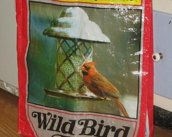 Upcycled Reusable market grocery tote bag for bird lovers