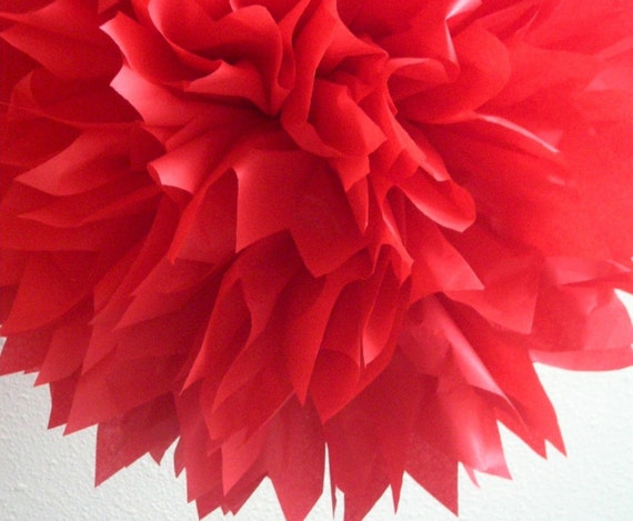 RUBY RED / 1 tissue paper pom pom / wedding decoration / ruby wedding anniversary / chinese new year / red decorations / 4th of July bbq Il_570xn