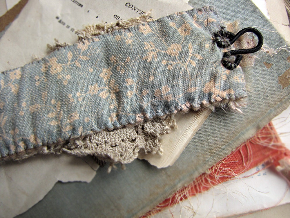 fate vintage fabric wrist cuff hand dyed lace textile