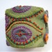 Hand Embroidered Cuff on Green Fabric Sample