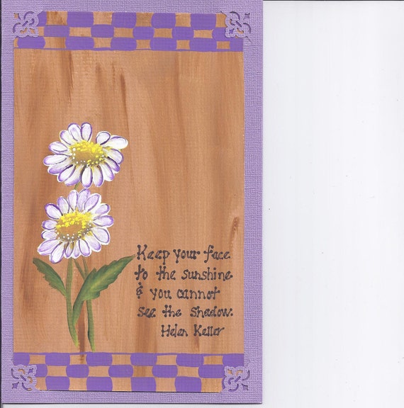 Handmade Hand painted greeting card Acrylic Original-Daisy