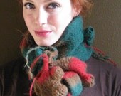 Shibori Style Felted Scarf in Shades of Fall