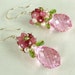 Pink Topaz Dangle Earrings, Pink Sapphire, Ruby, Pearl,Silver, Wire Wrapped Gemstone Earrings
