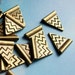 reserved for greyleafjewelry, 20 bronze triangle pennants, 14mm (plus 30 blank diamond brass tag charms)