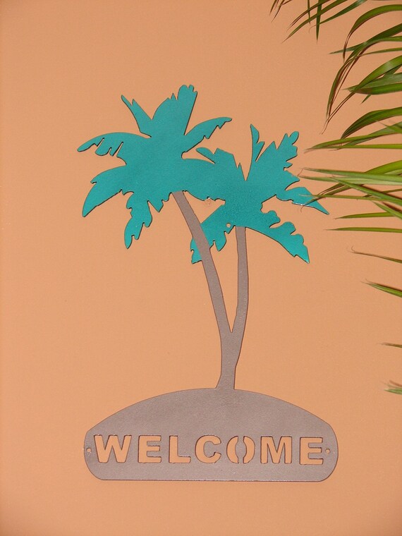 Items similar to Palm Tree SIGN Metal Wall Home Decor House Art