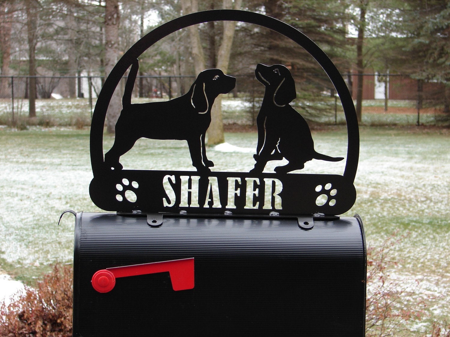 Beagle MAILBOX TOPPER Address Metal Pet Personalized by artbyjack