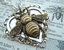 names boy unique victorian Heart Bee Lightweight Victorian Mixed Metals Gothic Necklace Necklace