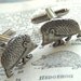 Hedgehog Cufflinks Tiny Size Antiqued Silver Plated Vintage Inspired Style Handcrafted By Cosmic Firefly
