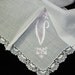 Gorgeous 16" Vintage Pink on White Crochet Trim Initial Letter Monogram--V--Wedding Brides Handkerchief, 7007