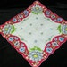 Colorful 12.5" Handrolled Linen Gray, Purple, Red Dahlia, Poppy Floral Wedding Handkerchief, 7227