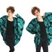 Vintage Cocoon Jacket Batwing Sleeves 80s 90s Draped Coat L XL