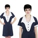 70s Plus Size Dress Vintage 60s Mod Navy Blue & White Polka Dots 60s 70s L XL Plus Large XLarge XXL