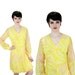 1960s Cocktail Dress 60s 70s Mod Formal Vintage Party Bright Yellow With Sheer Sleeves Empire Waist Mini L XL Large XLarge