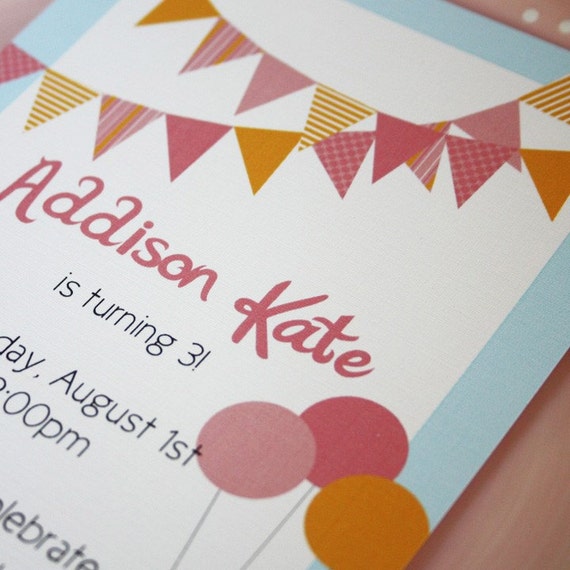 Printable Personalized Invitation Pennant Party