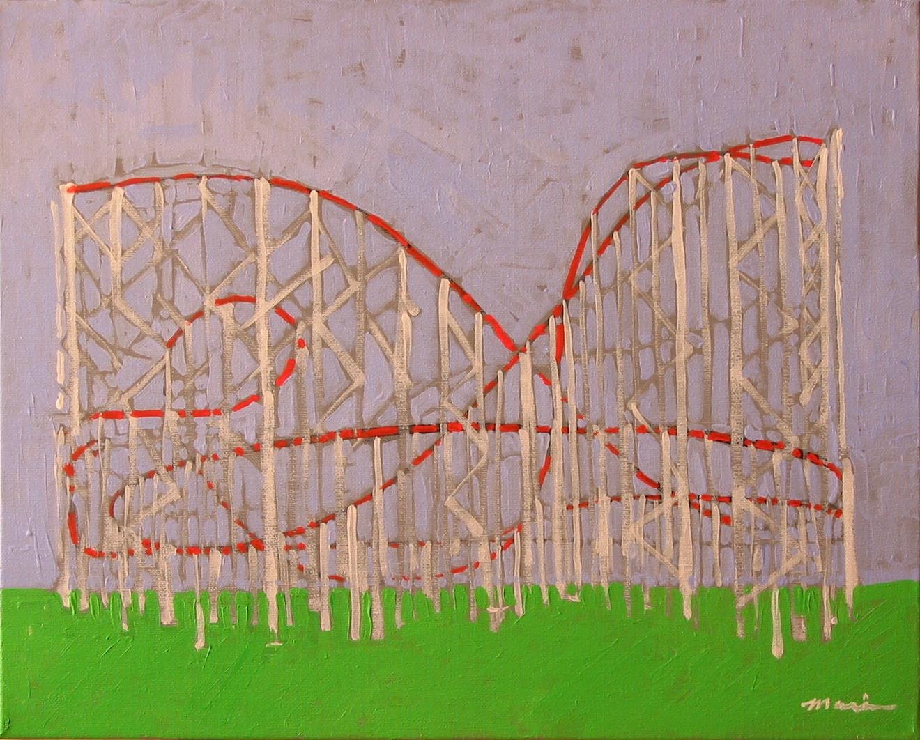 Original Roller Coaster Painting .Rollercoaster