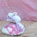Snowball the angora bunny and her springtime felted basket soft toy