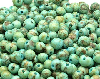 Acai Beads, Tiger Aqua Blue, 100 Acai Beads, Natural Eco Friendly Beads from the Amazon, Boho Beads, Yoga, Renewable Seeds, South American