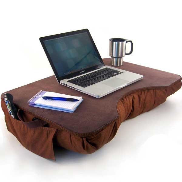 Jumbo Brown Canvas Cotton Lap Desk with Pockets