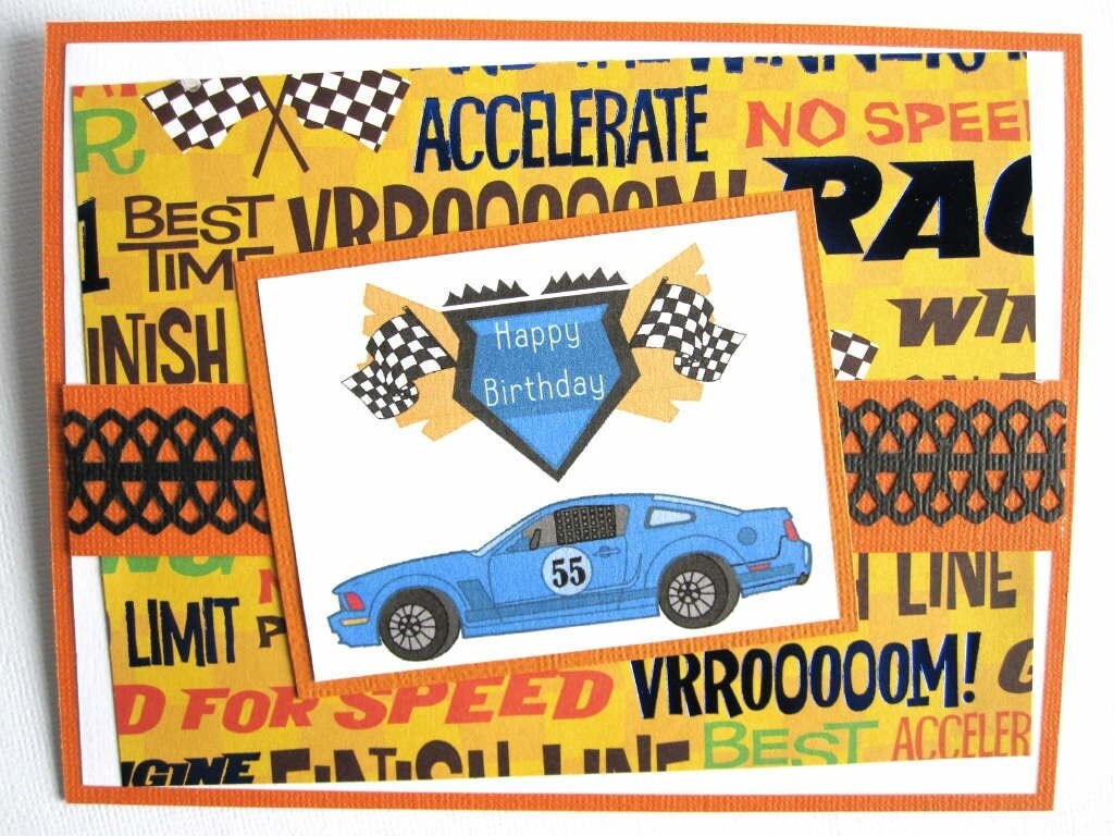 Handmade Happy Birthday Race Car card