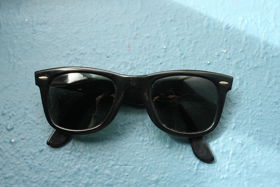 Vintage 1960s Ray Ban Wayfarers Sunglasses with Green Lenses