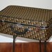 vintage 1970s christian DIOR monogram signature logo brown canvas suitcase overnight train make up hard case luggage bag