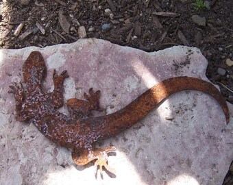 Metal Gecko, Metal Lizard, metal garden art, metal lawn ornament