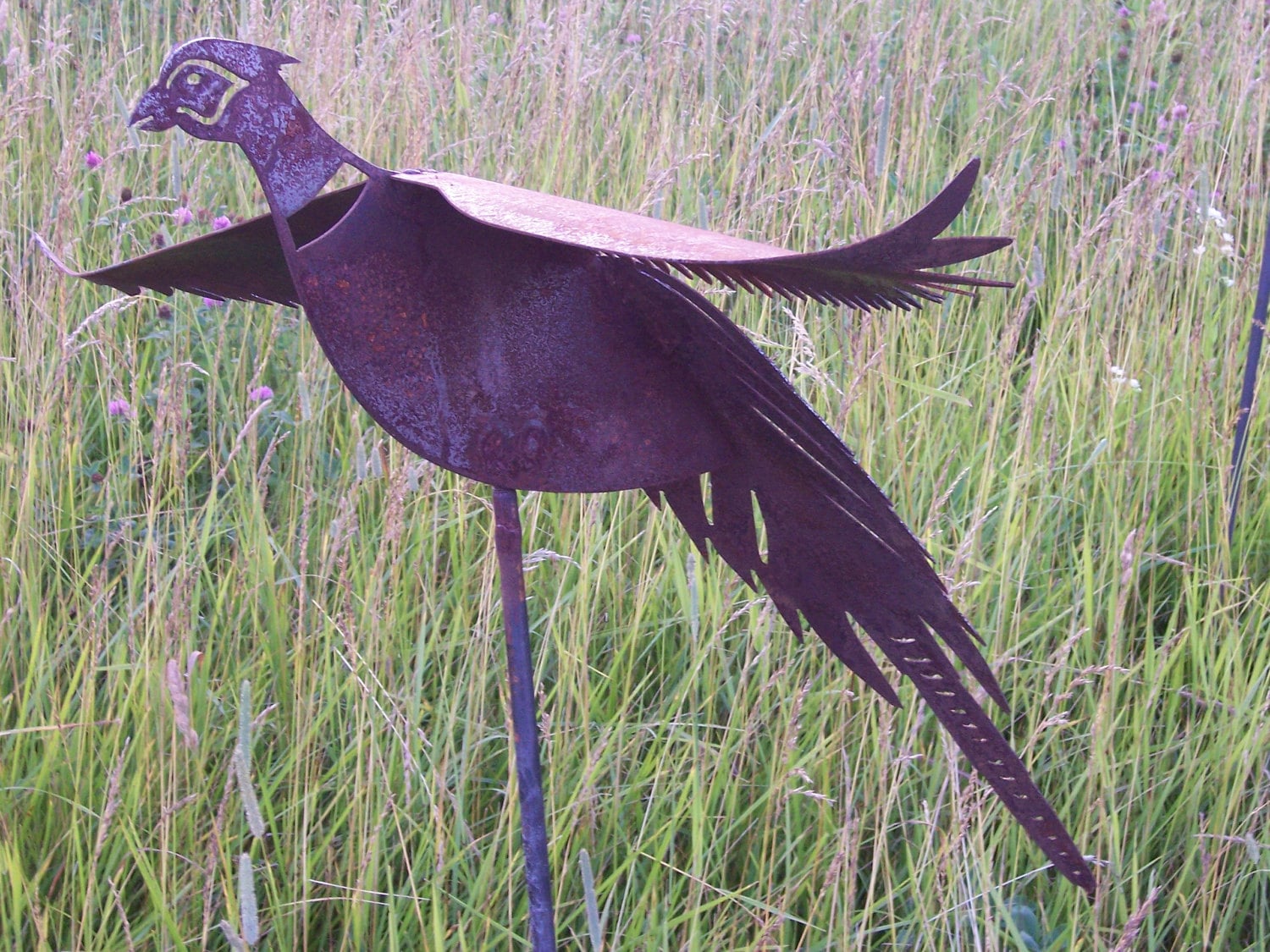 Pair of Metal Pheasant Sculptures stunning metal art