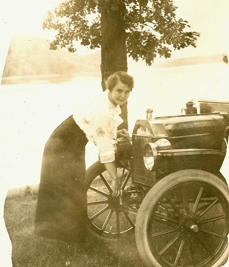 Beauty Hand Cranking Model T Ford Automobile RPPC by obscurio