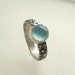 Vintage Floral Patterned Sterling Silver Pale Blue Chalcedony Gemstone Handmade Ring