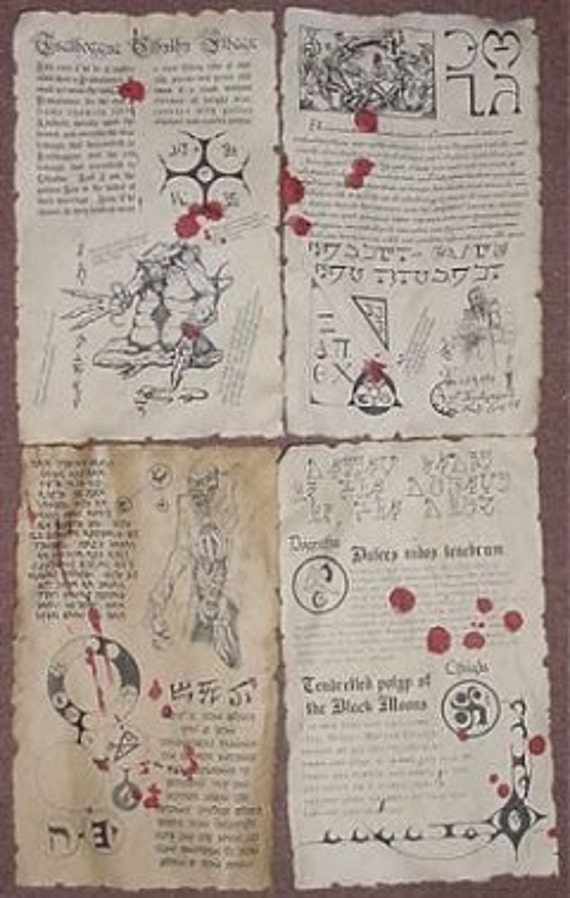 Necronomicon spellbook pages prop for Cthulhu LARP set no. 4