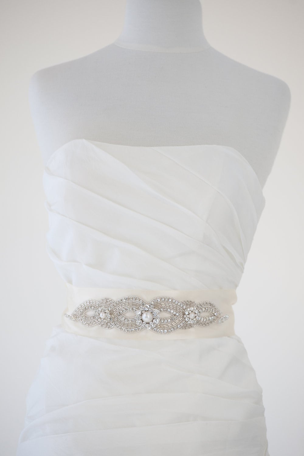 Bridal Gown Sash Wedding Dress Sash Rhinestone Sash Beaded