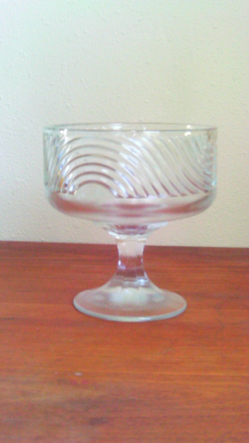 Clear Glass Compote E O Brody Wavy Vase