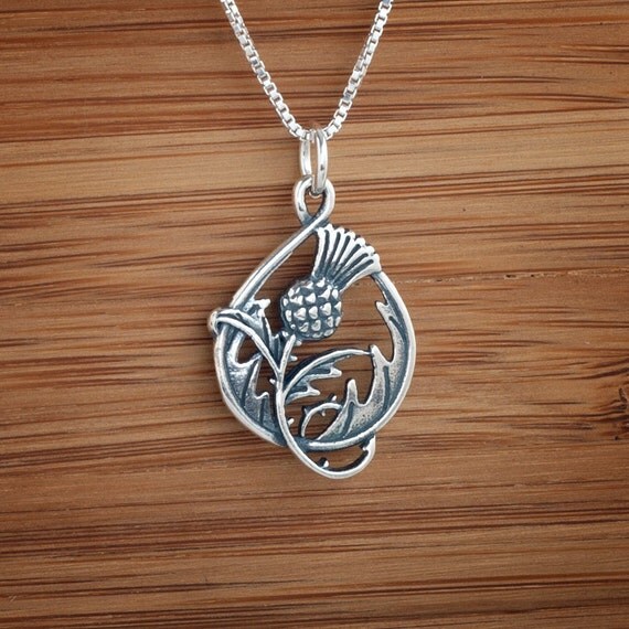 DoubleSided Scottish Thistle Pendant STERLING SILVER (Just the