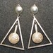 80s Big Pendulum Triangle Earrings Geometric Steel Dangles Vintage